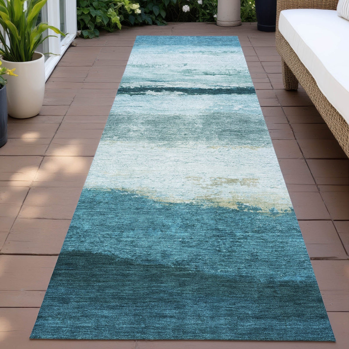 Addison Chantille ACN2169 Stripes Machine Made Transitional Teal Rug