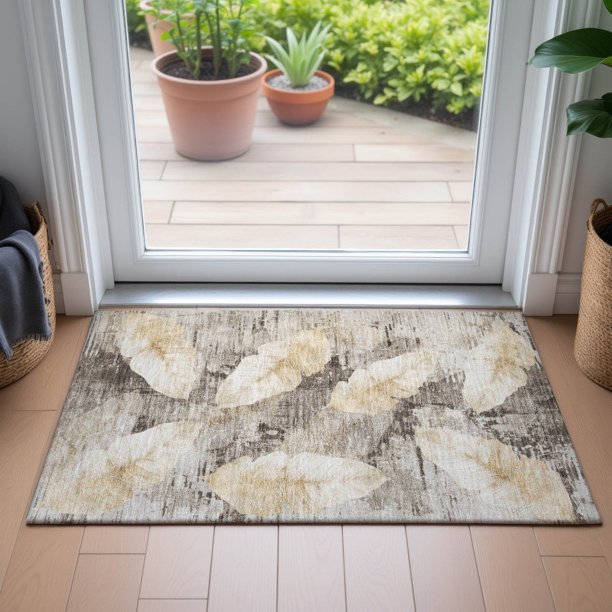 Addison Chantille ACN2172 Floral Machine Made Transitional Brown Rug