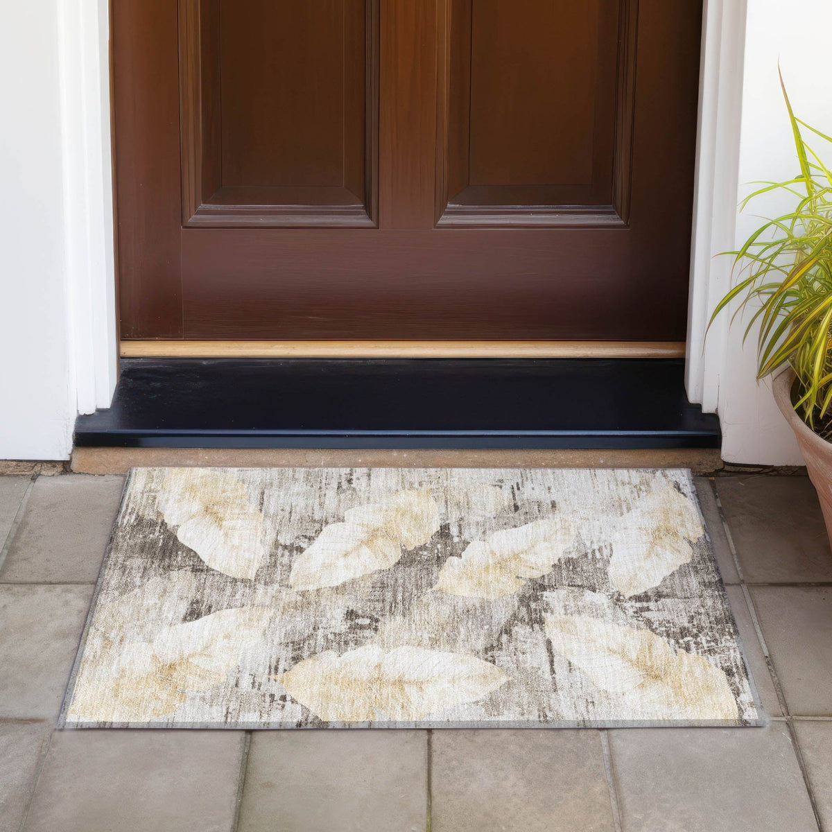Addison Chantille ACN2172 Floral Machine Made Transitional Brown Rug