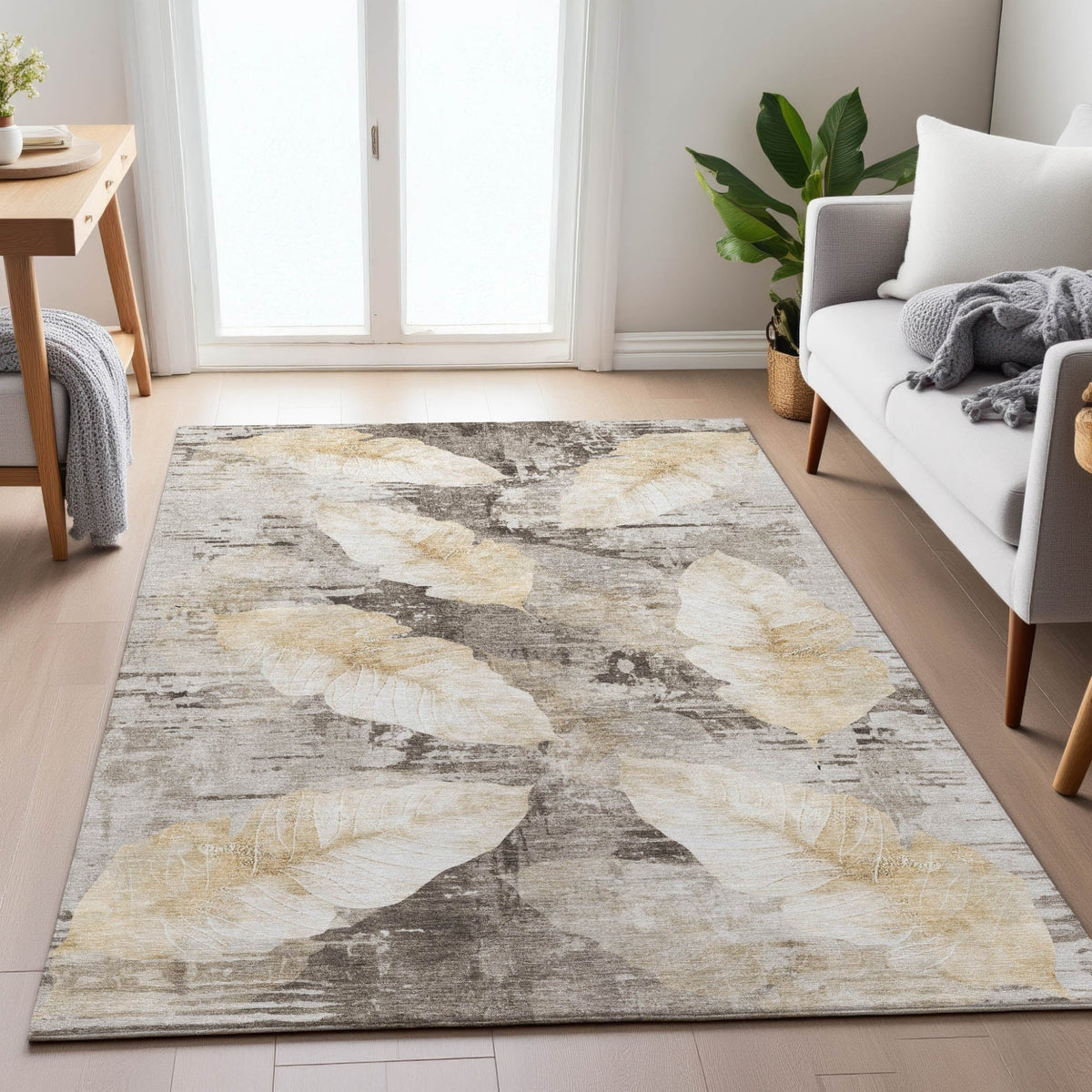 Addison Chantille ACN2172 Floral Machine Made Transitional Brown Rug