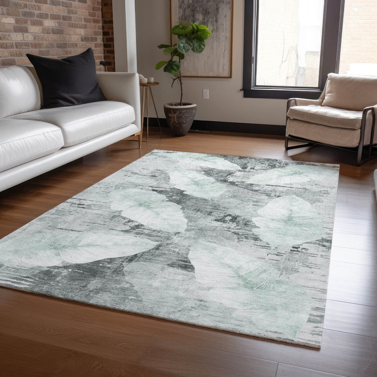 Addison Chantille ACN2172 Floral Machine Made Transitional Teal Rug
