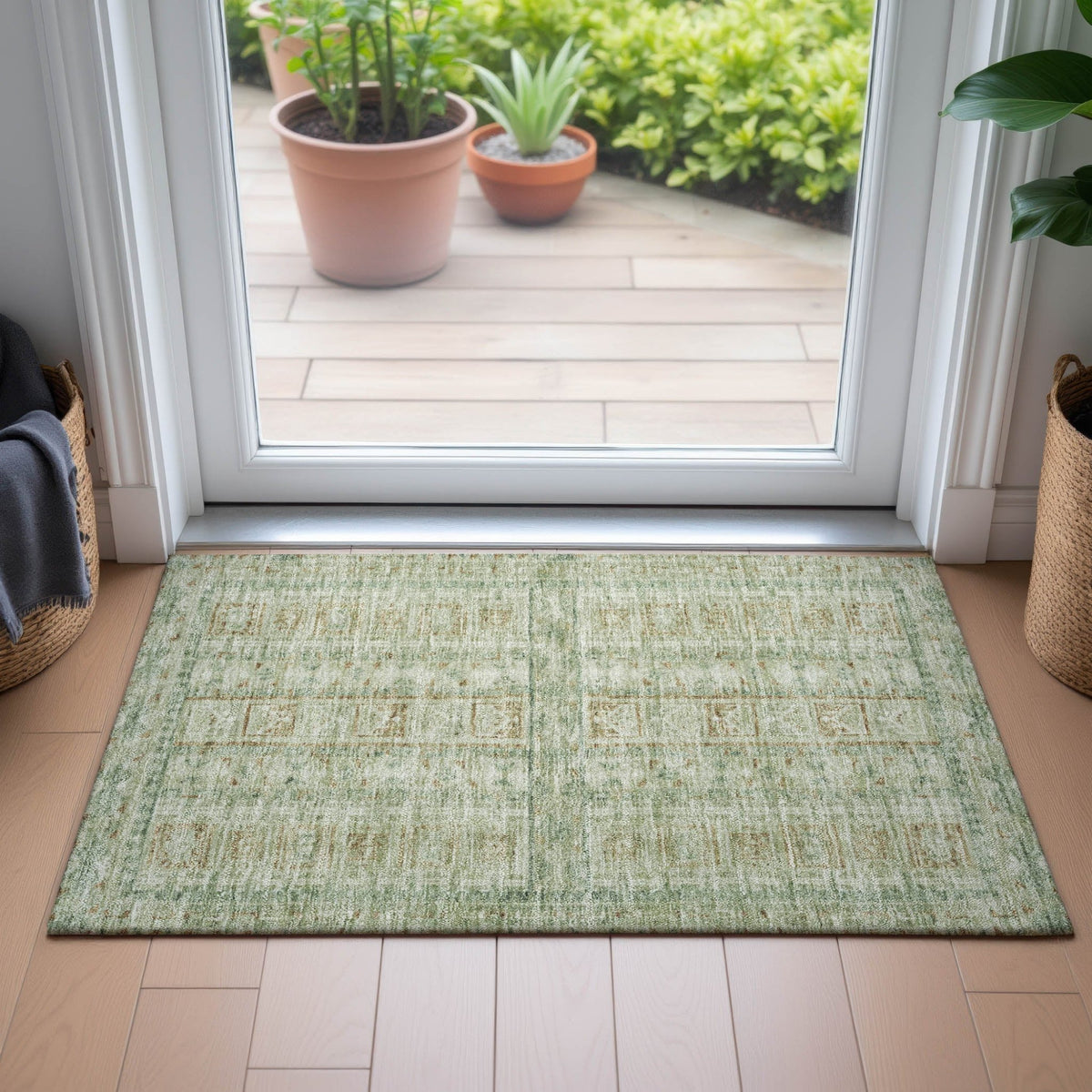 Addison Chantille ACN2173 Stripes Machine Made Transitional Green Rug