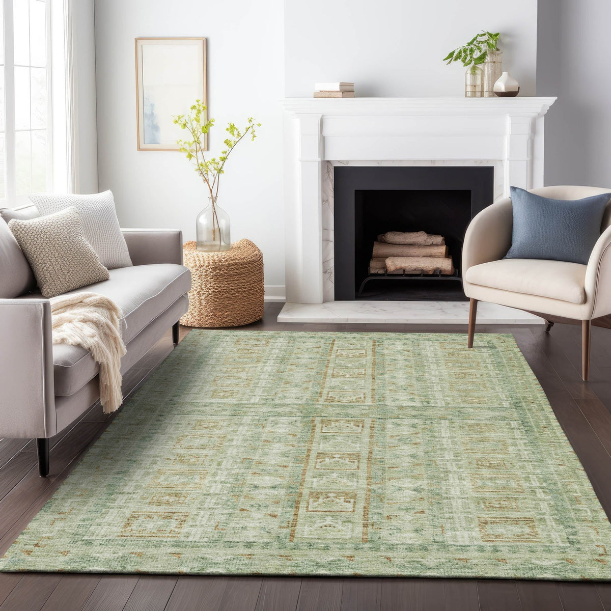 Addison Chantille ACN2173 Stripes Machine Made Transitional Green Rug