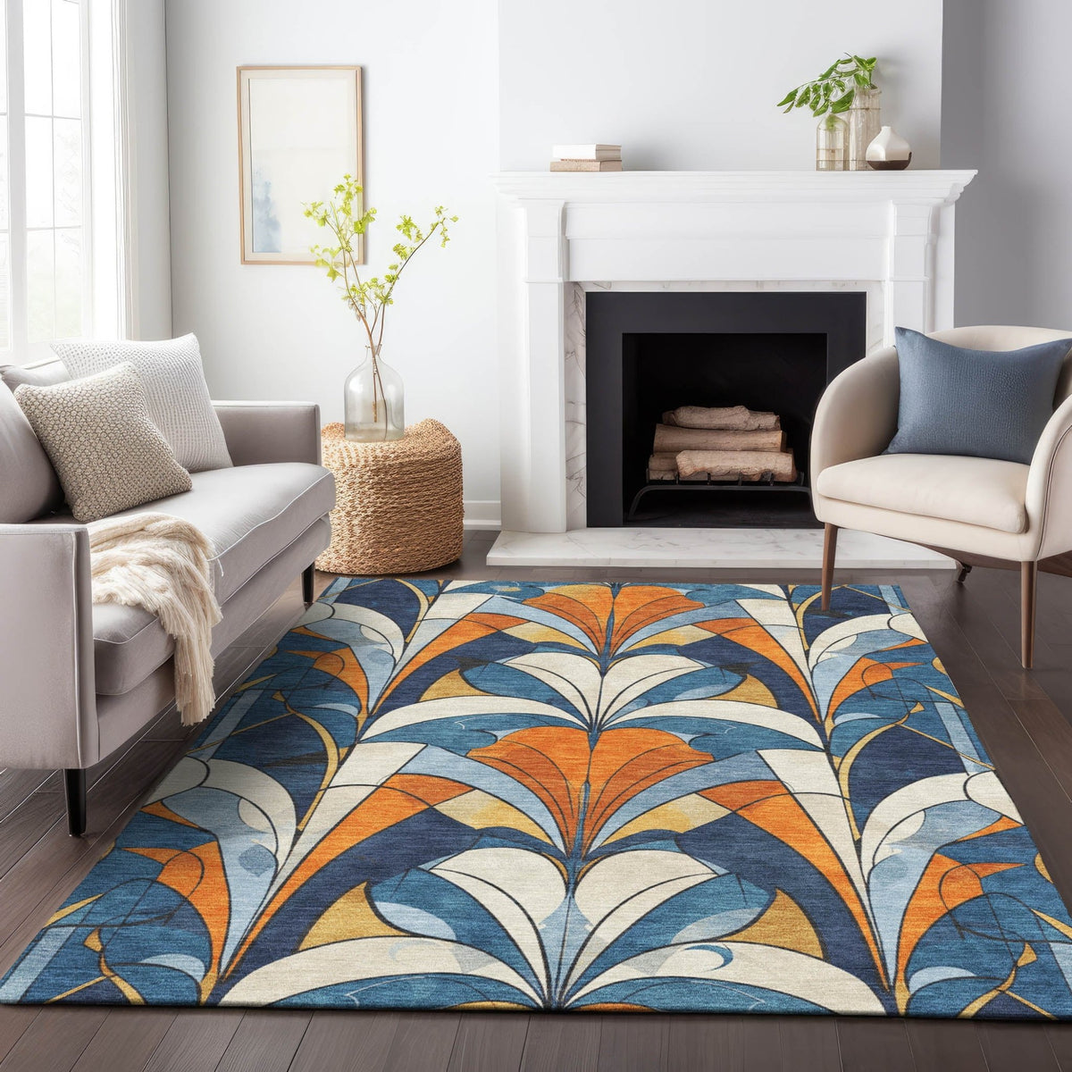 Addison Chantille ACN2174 Modern Machine Made Transitional Blue Rug