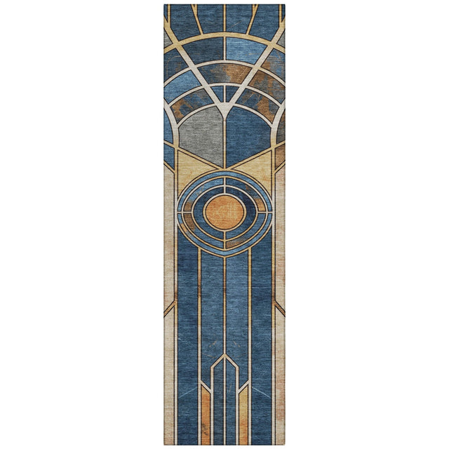 Addison Chantille ACN2176 Geometric Machine Made Transitional Blue Rug