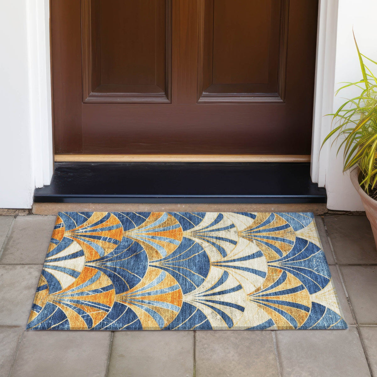 Addison Chantille ACN2178 Geometric Machine Made Transitional Blue Rug