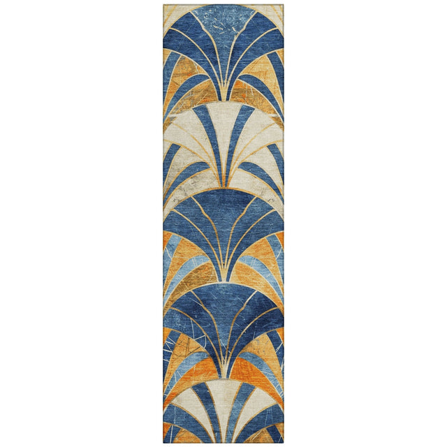 Addison Chantille ACN2178 Geometric Machine Made Transitional Blue Rug