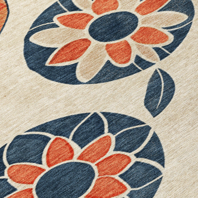 Addison Chantille ACN2179 Floral Machine Made Transitional Beige Rug