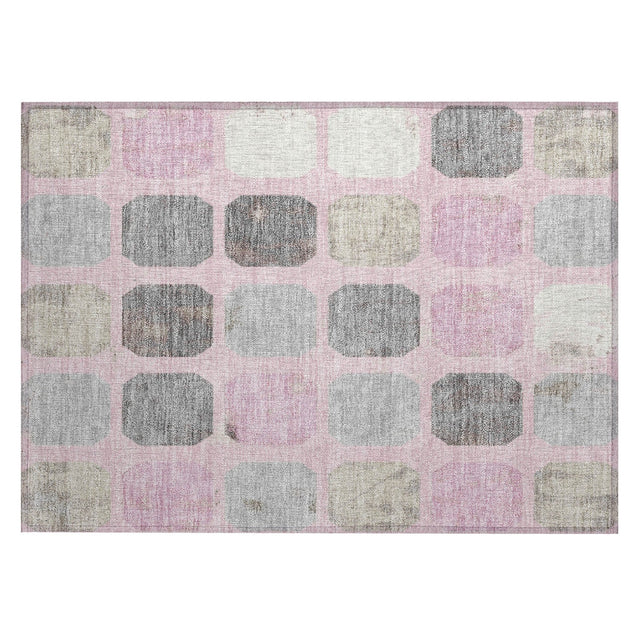 Addison Chantille ACN2182 Geometric Machine Made Transitional Pink Rug