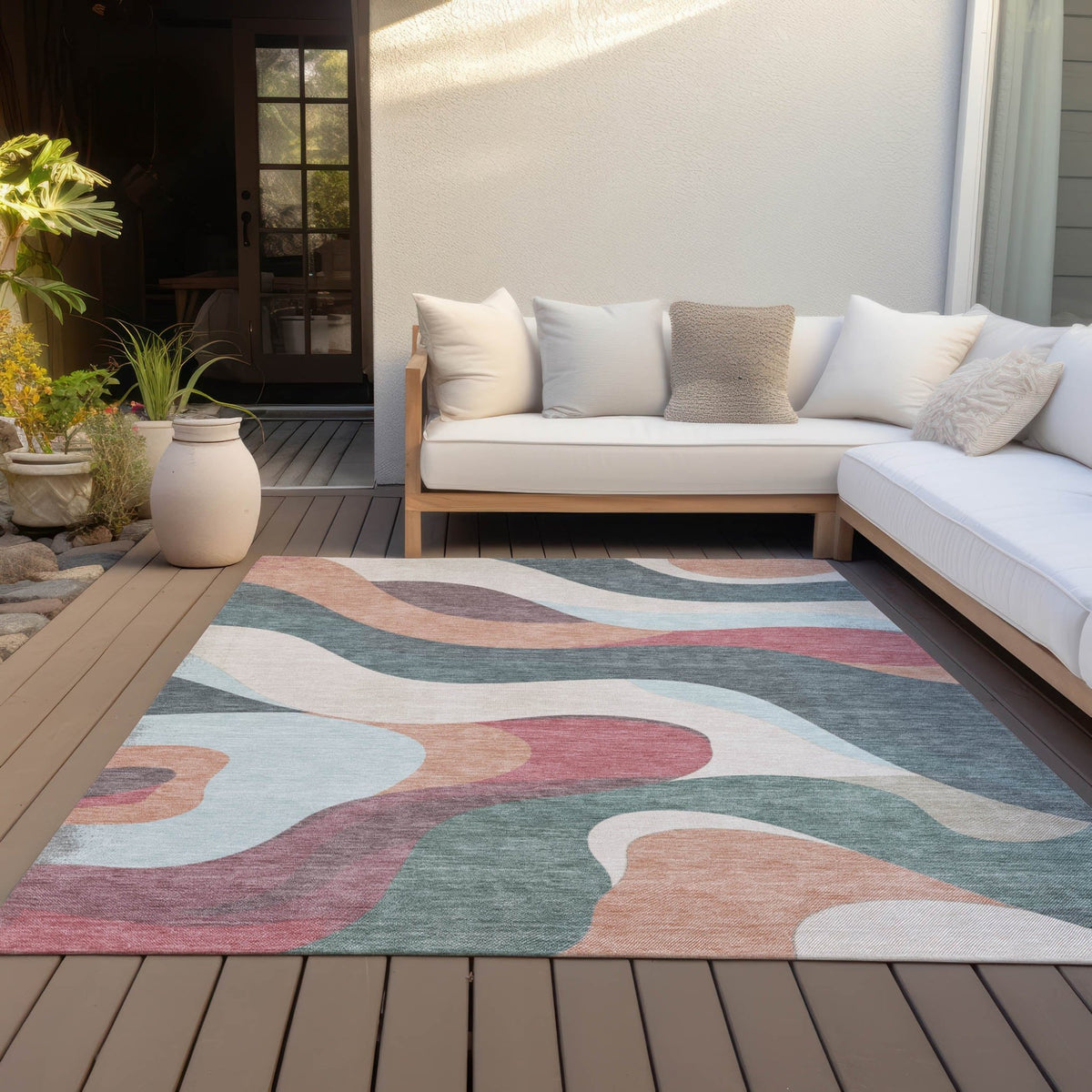 Addison Chantille ACN2186 Swirls Machine Made Transitional Coral Rug