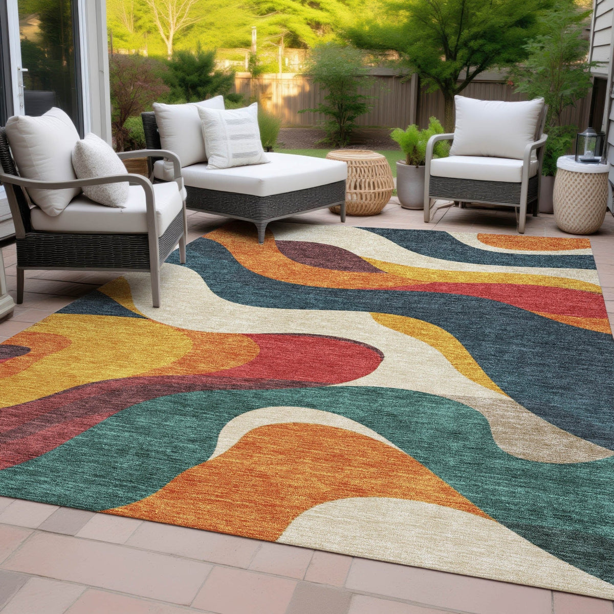 Addison Chantille ACN2186 Swirls Machine Made Transitional Orange Rug