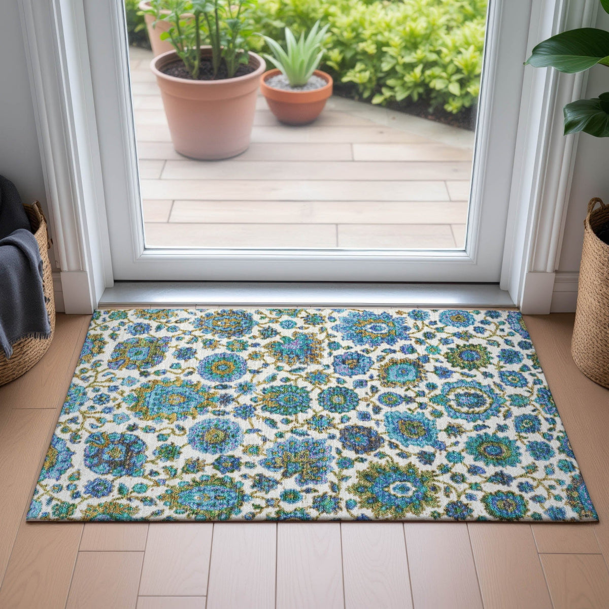 Addison Chantille ACN2187 Global Machine Made Traditional Aqua Rug