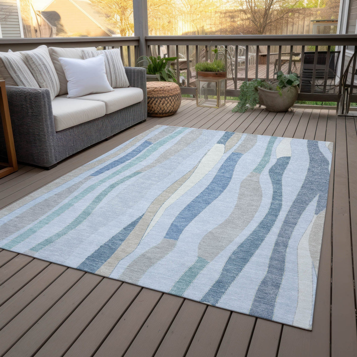 Addison Chantille ACN2188 Stripes Machine Made Transitional Sky Rug