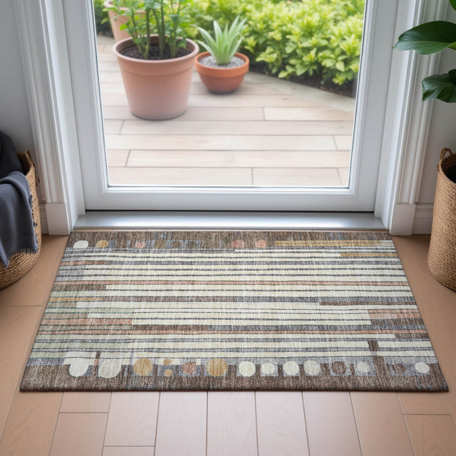Addison Chantille ACN2189 Geometric Machine Made Transitional Brown Rug