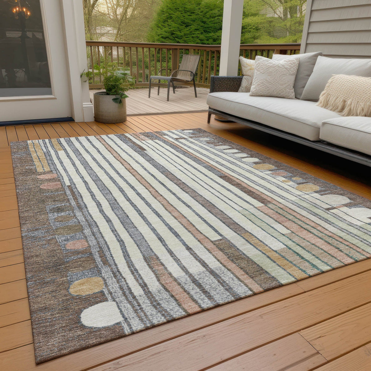 Addison Chantille ACN2189 Geometric Machine Made Transitional Brown Rug