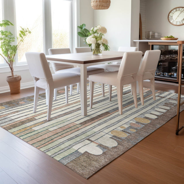Addison Chantille ACN2189 Geometric Machine Made Transitional Brown Rug