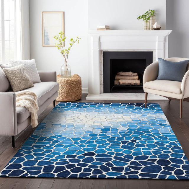 Addison Chantille ACN2190 Geometric Machine Made Transitional Blue Rug