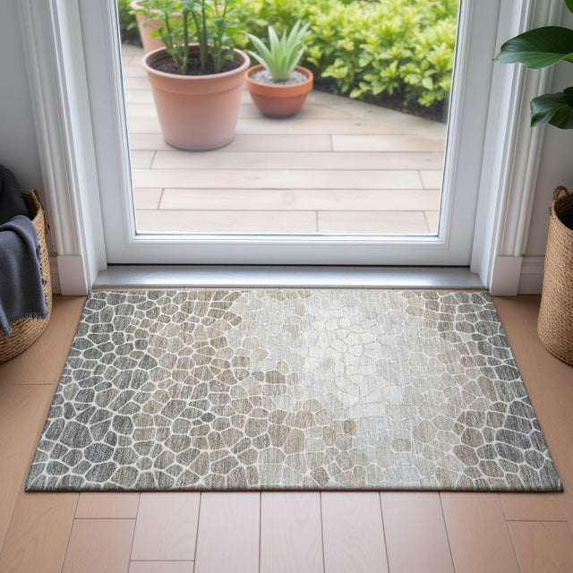 Addison Chantille ACN2190 Geometric Machine Made Transitional Taupe Rug