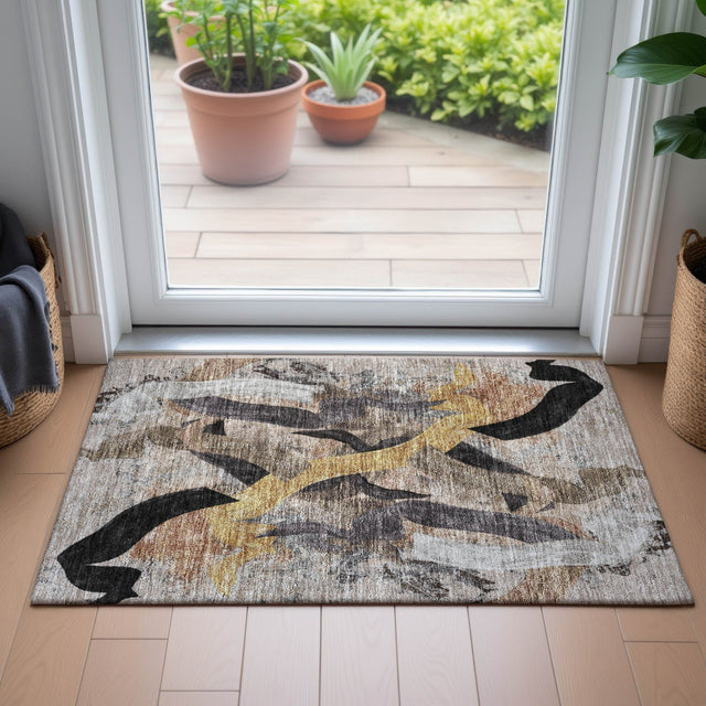 Addison Chantille ACN2191 Abstract Machine Made Transitional Taupe Rug