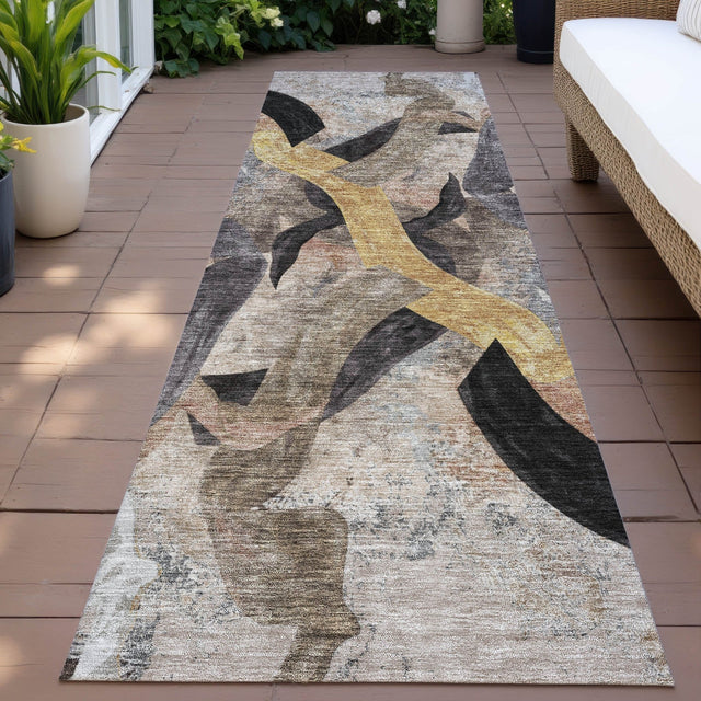 Addison Chantille ACN2191 Abstract Machine Made Transitional Taupe Rug