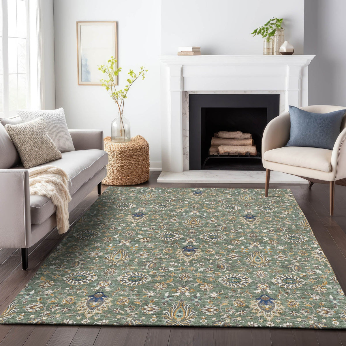 Addison Chantille ACN2192 Global Machine Made Traditional Green Rug