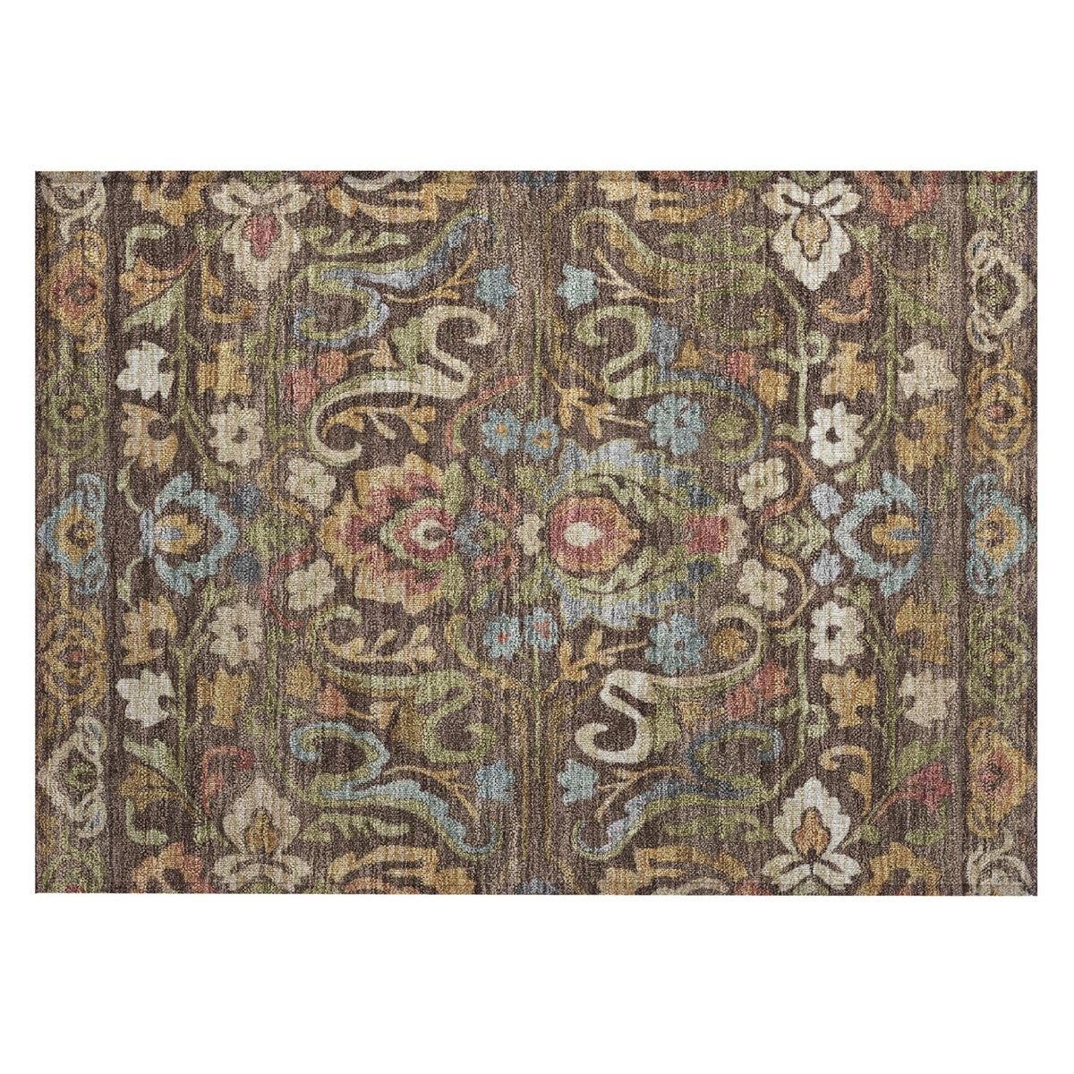 Addison Chantille ACN2193 Floral Machine Made Transitional Chocolate Rug