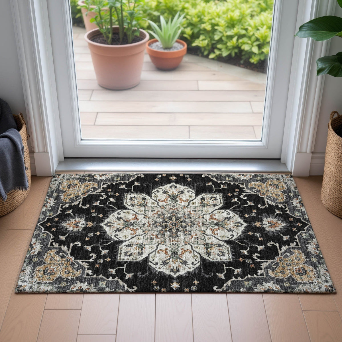 Addison Chantille ACN2194 Global Machine Made Traditional Black Rug