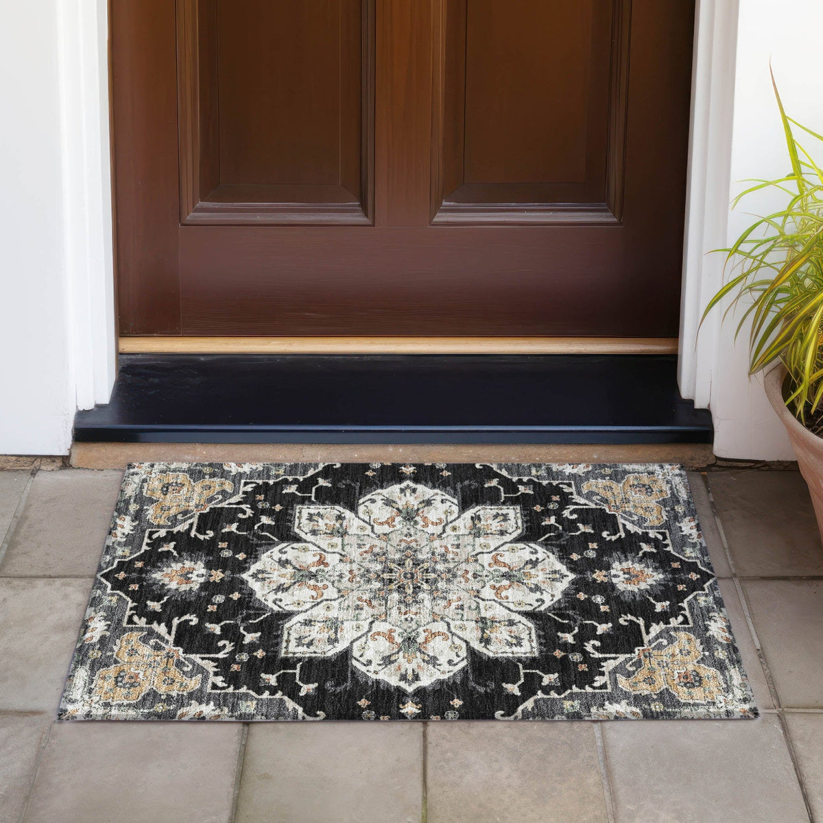 Addison Chantille ACN2194 Global Machine Made Traditional Black Rug