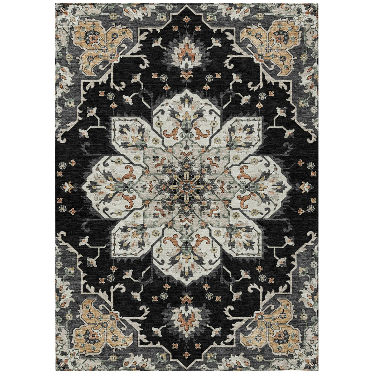 Addison Chantille ACN2194 Global Machine Made Traditional Black Rug