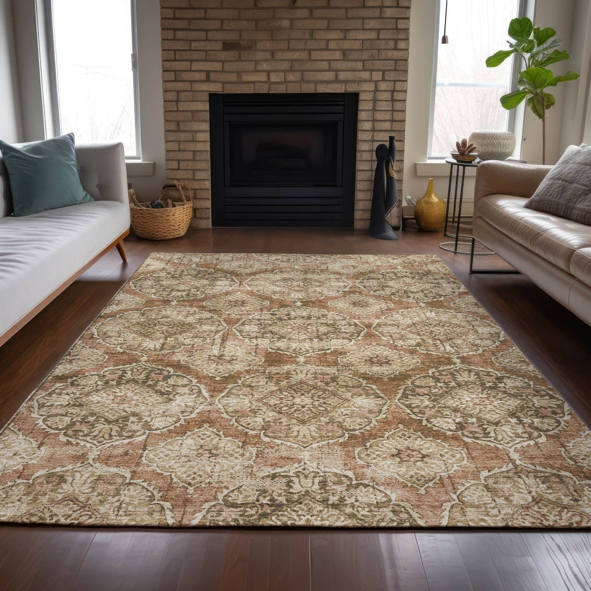Addison Chantille ACN2196 Panel Machine Made Transitional Paprika Rug