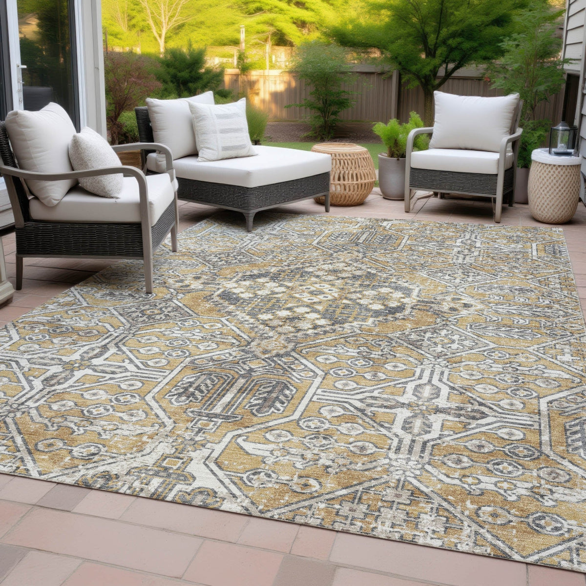 Addison Chantille ACN2197 Global Machine Made Traditional Gold Rug