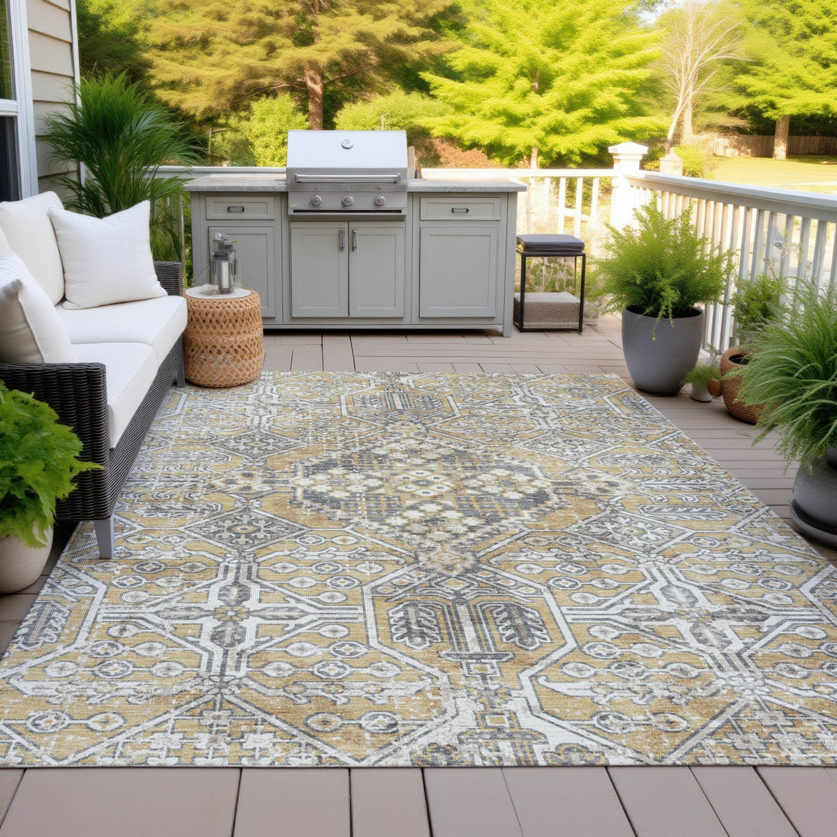 Addison Chantille ACN2197 Global Machine Made Traditional Gold Rug