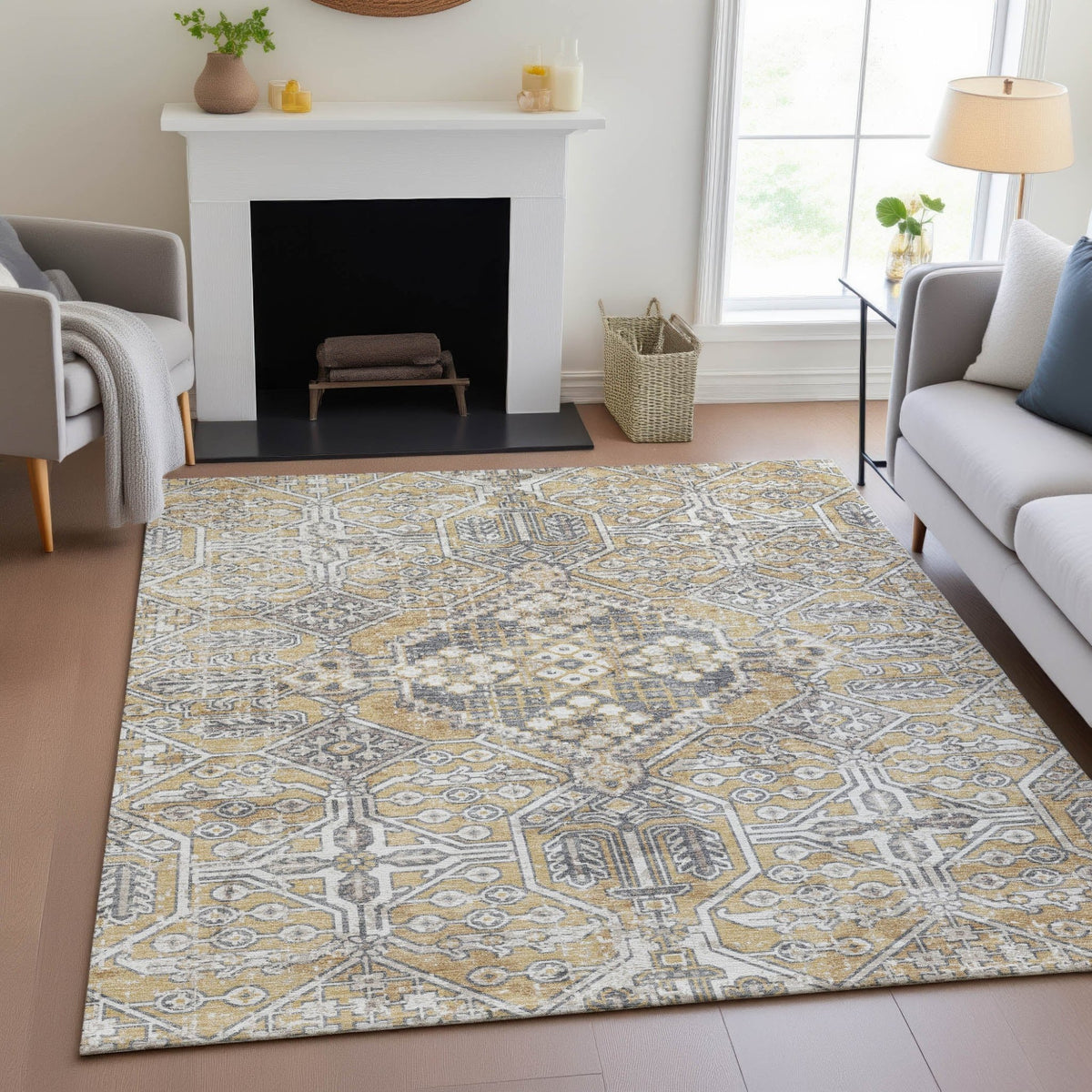 Addison Chantille ACN2197 Global Machine Made Traditional Gold Rug