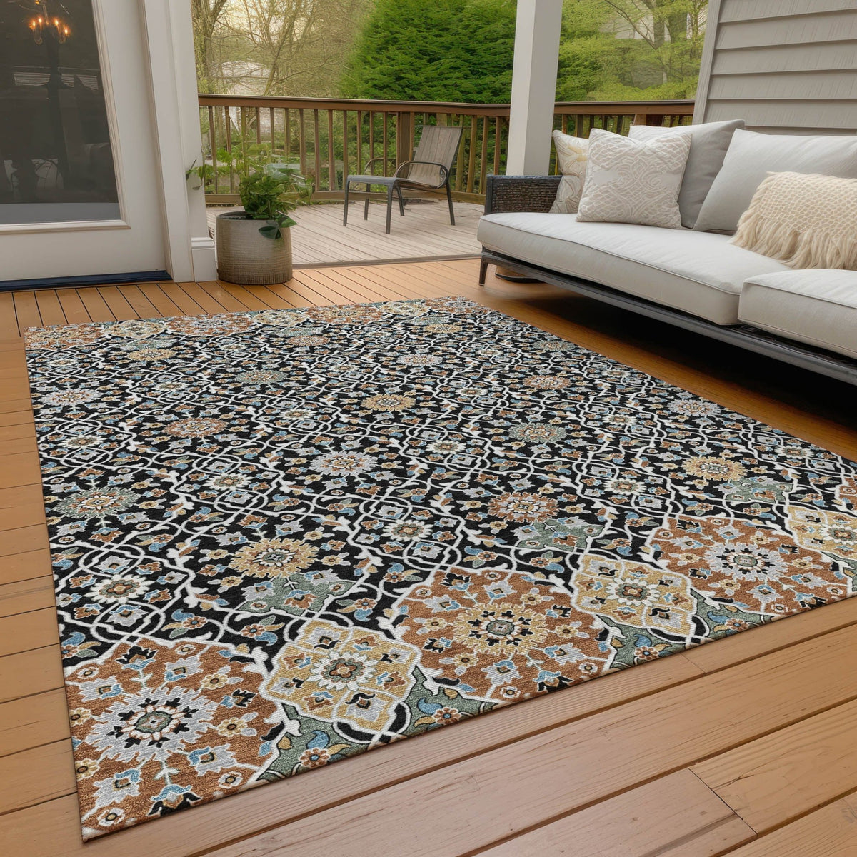 Addison Chantille ACN2199 Panel Machine Made Transitional Black Rug