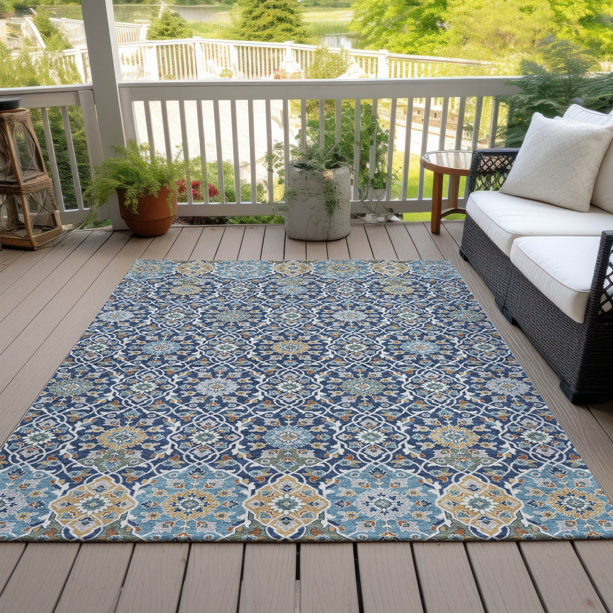 Addison Chantille ACN2199 Panel Machine Made Transitional Navy Rug