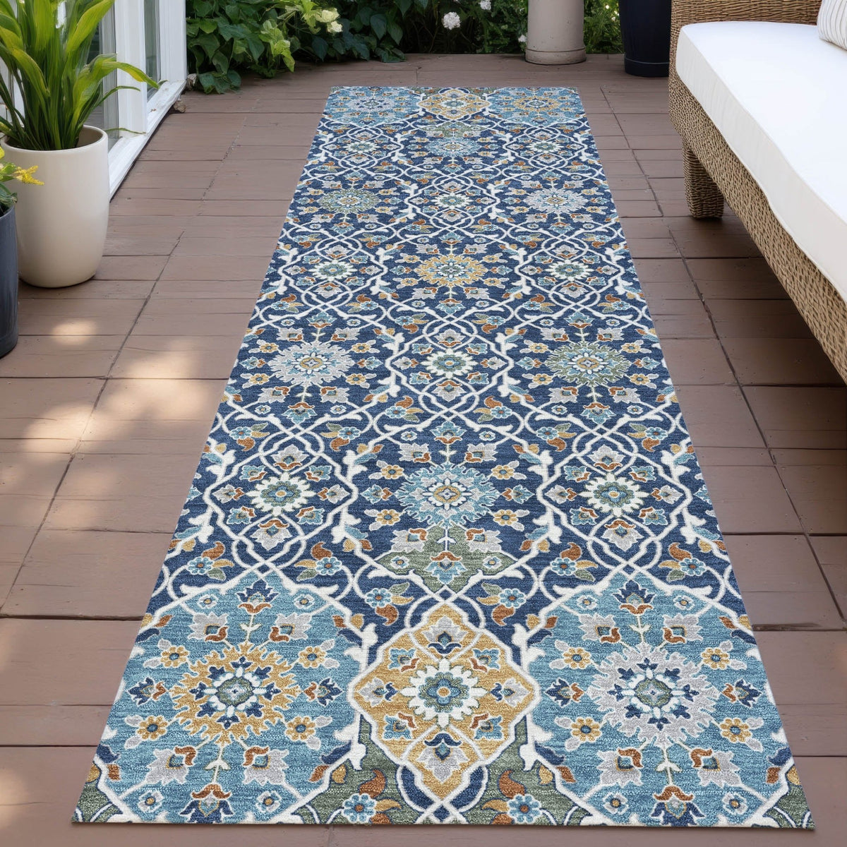 Addison Chantille ACN2199 Panel Machine Made Transitional Navy Rug