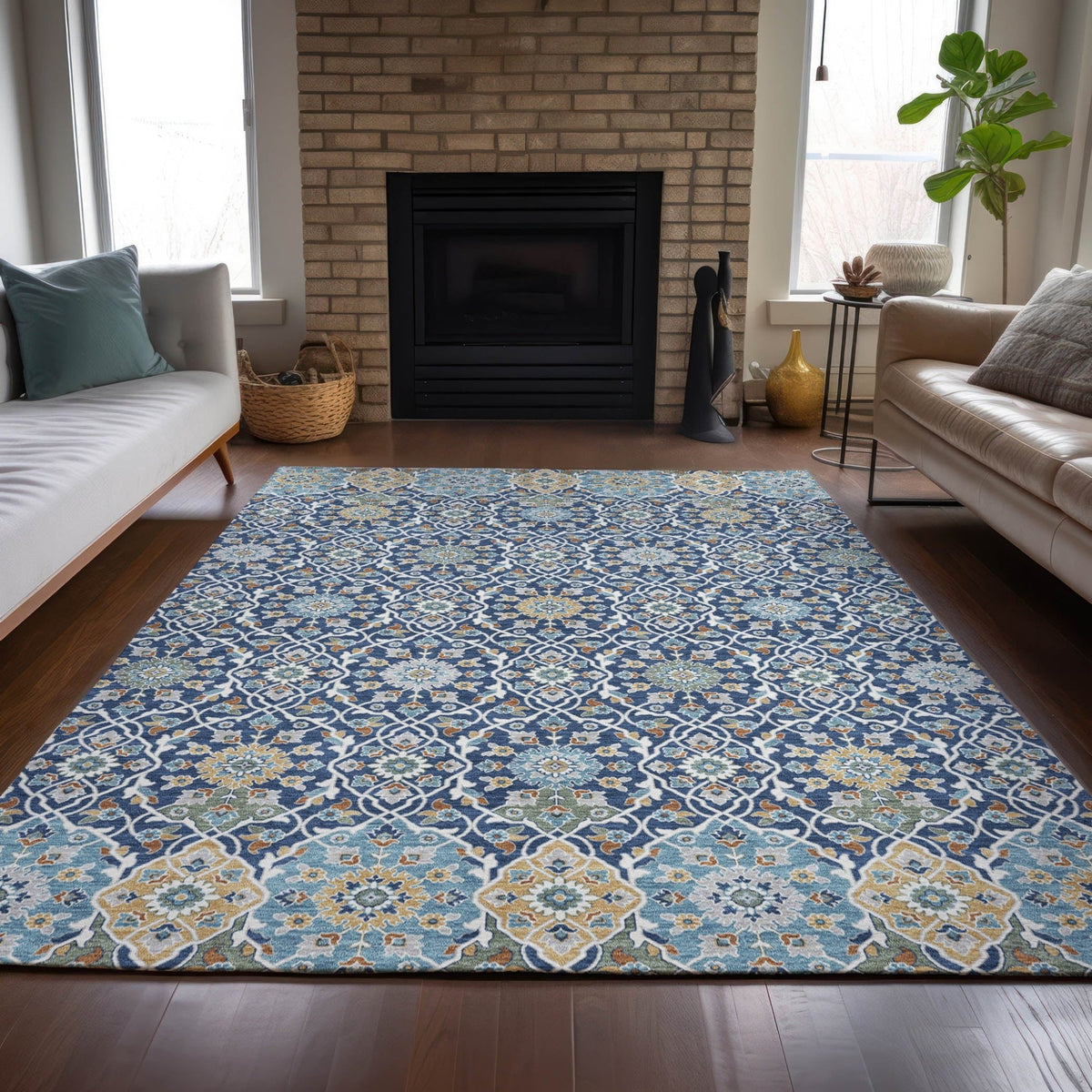 Addison Chantille ACN2199 Panel Machine Made Transitional Navy Rug