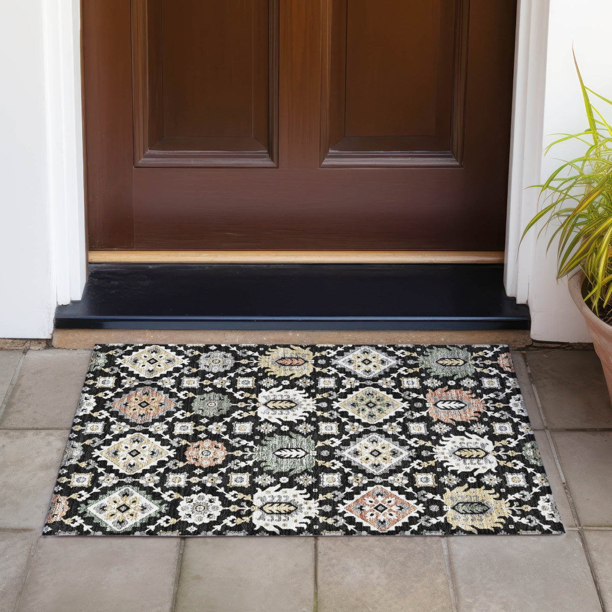 Addison Chantille ACN2200 Bohemian Machine Made Transitional Black Rug