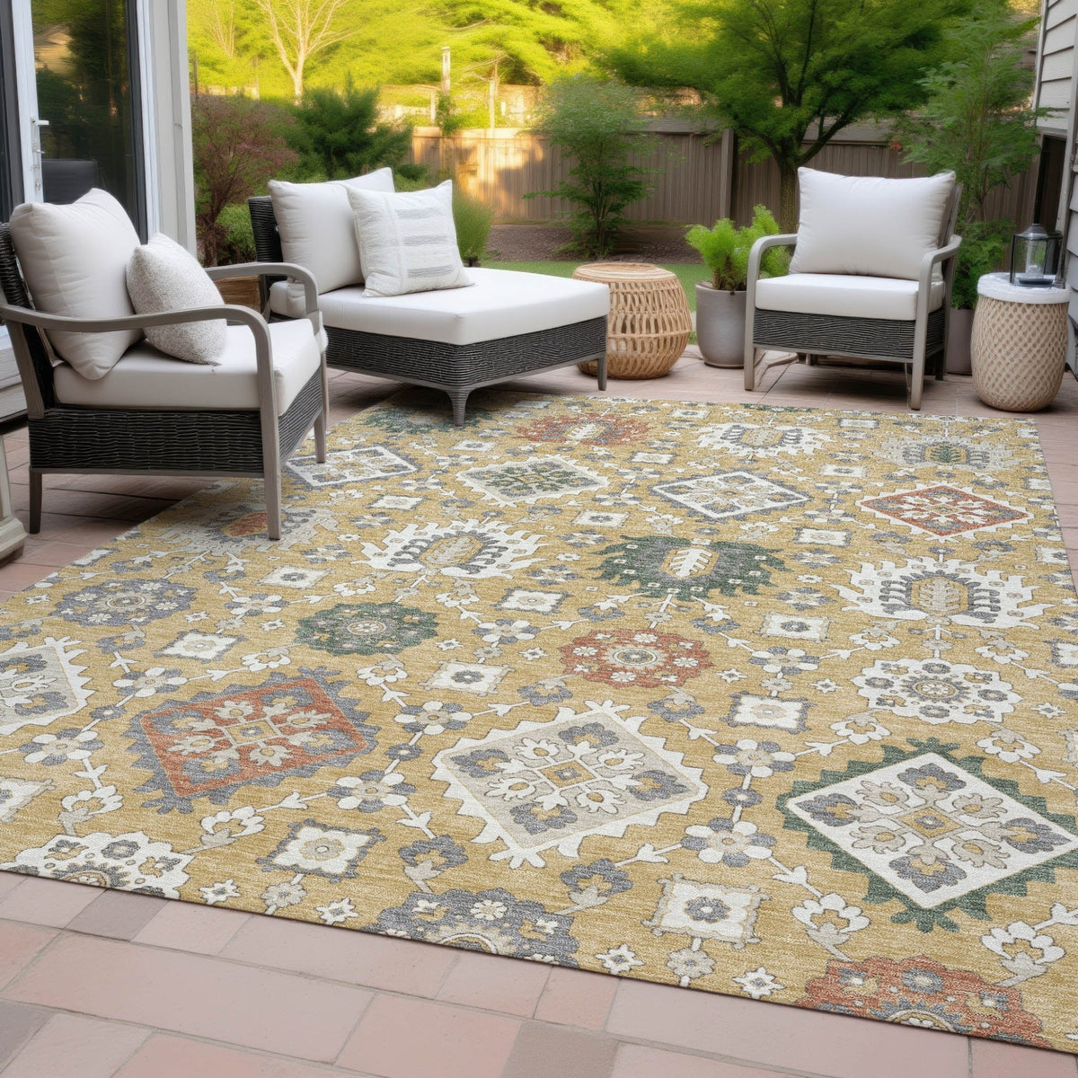 Addison Chantille ACN2200 Bohemian Machine Made Transitional Gold Rug