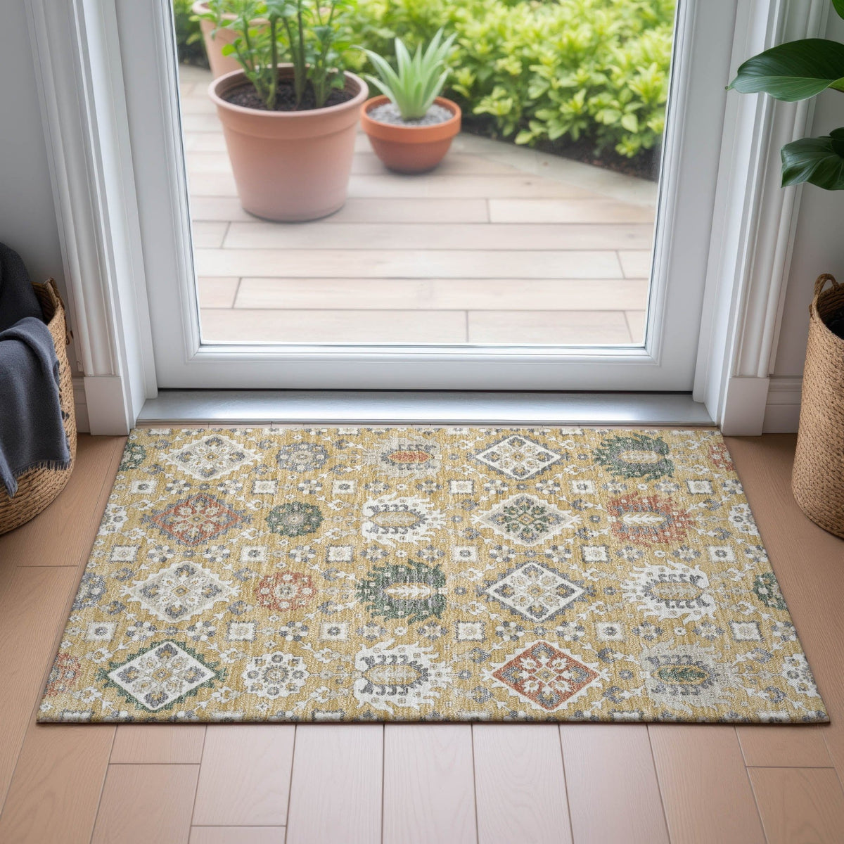 Addison Chantille ACN2200 Bohemian Machine Made Transitional Gold Rug