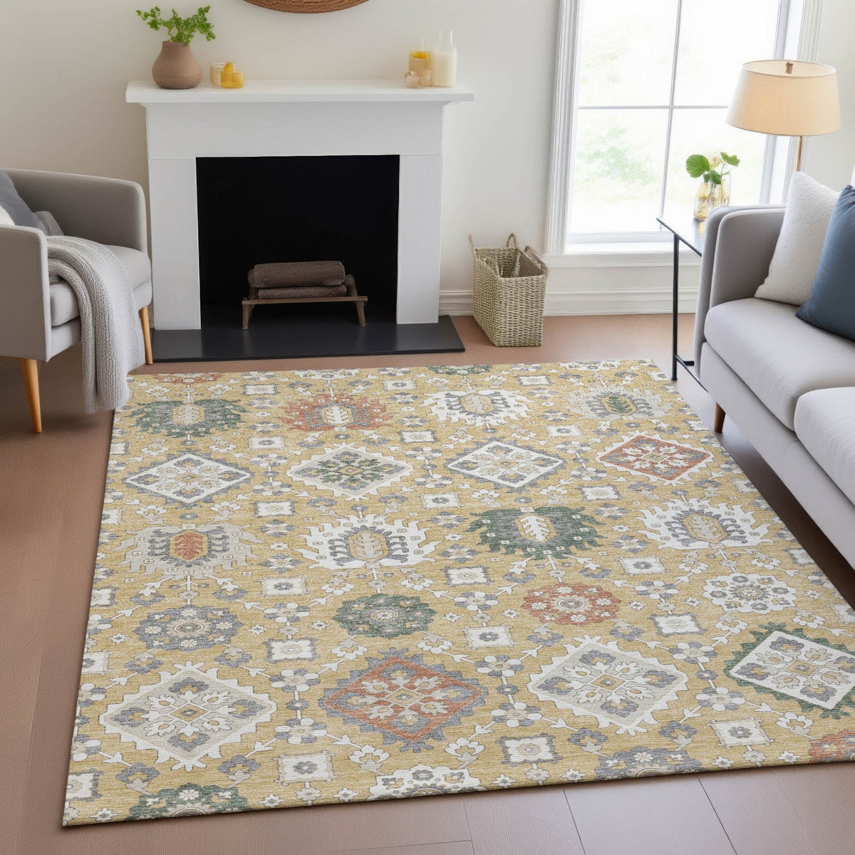 Addison Chantille ACN2200 Bohemian Machine Made Transitional Gold Rug