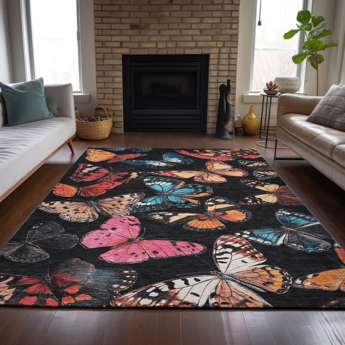 Addison Chantille ACN2201 Animal Machine Made Transitional Black Rug