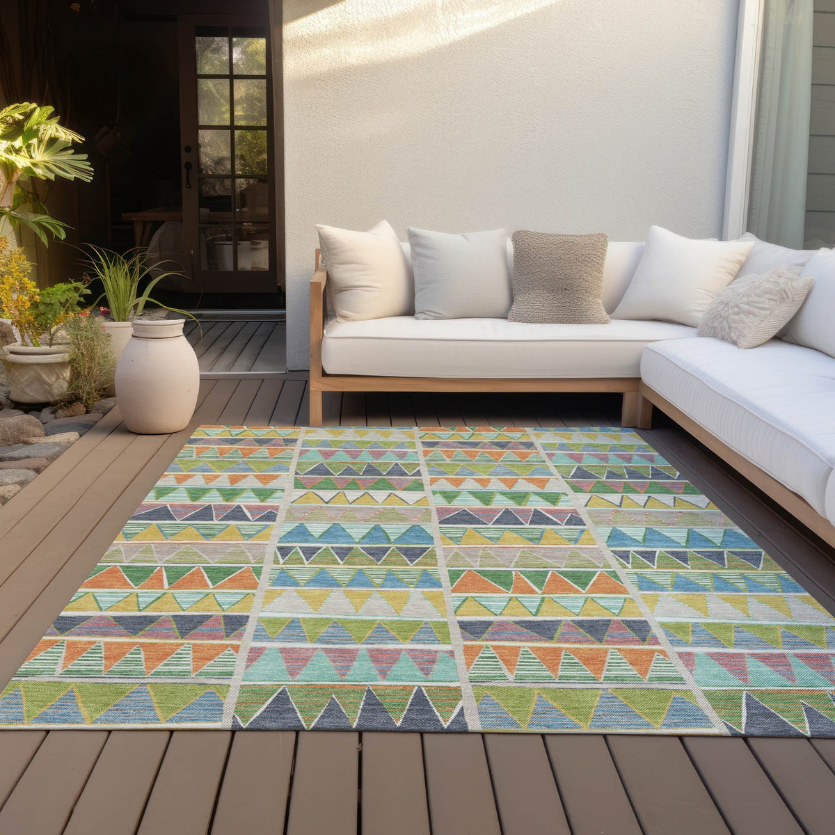 Addison Chantille ACN2205 Geometric Machine Made Transitional Beige Rug