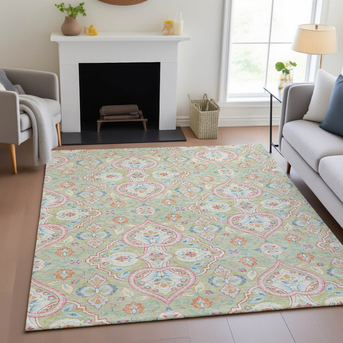 Addison Chantille ACN2207 Bohemian Machine Made Transitional Aloe Rug