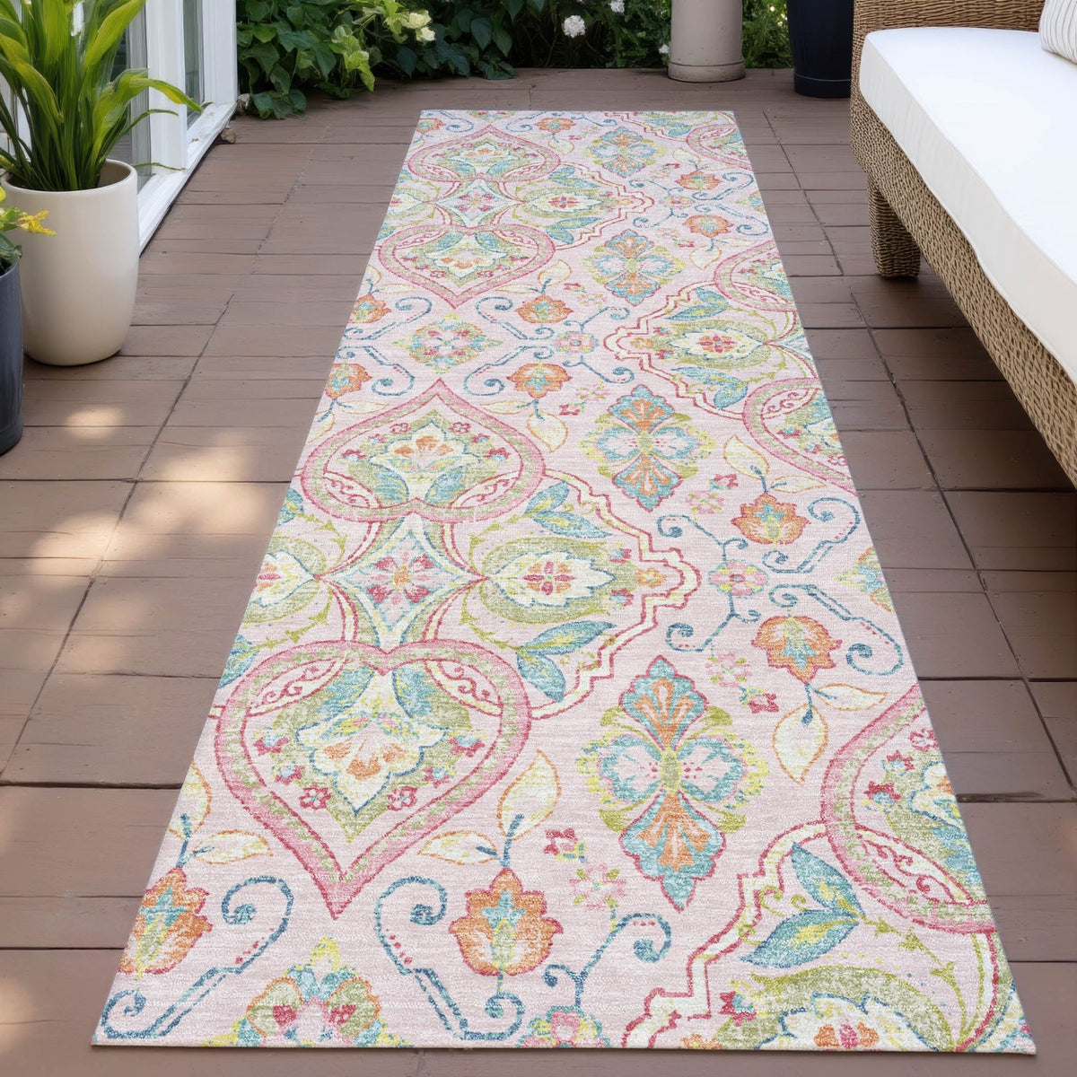 Addison Chantille ACN2207 Bohemian Machine Made Transitional Pink Rug