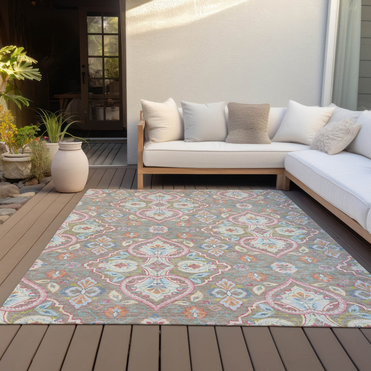Addison Chantille ACN2207 Bohemian Machine Made Transitional Taupe Rug