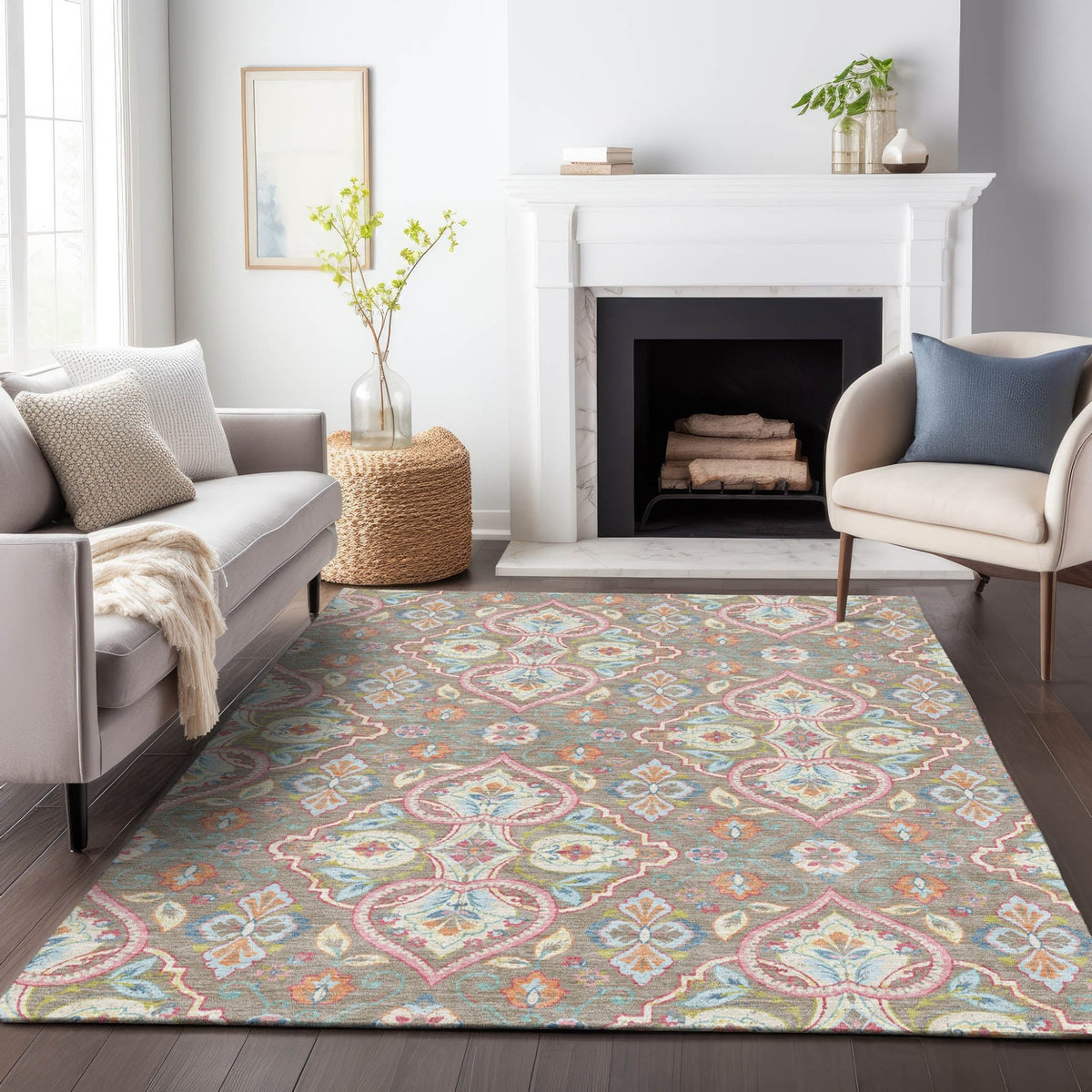 Addison Chantille ACN2207 Bohemian Machine Made Transitional Taupe Rug