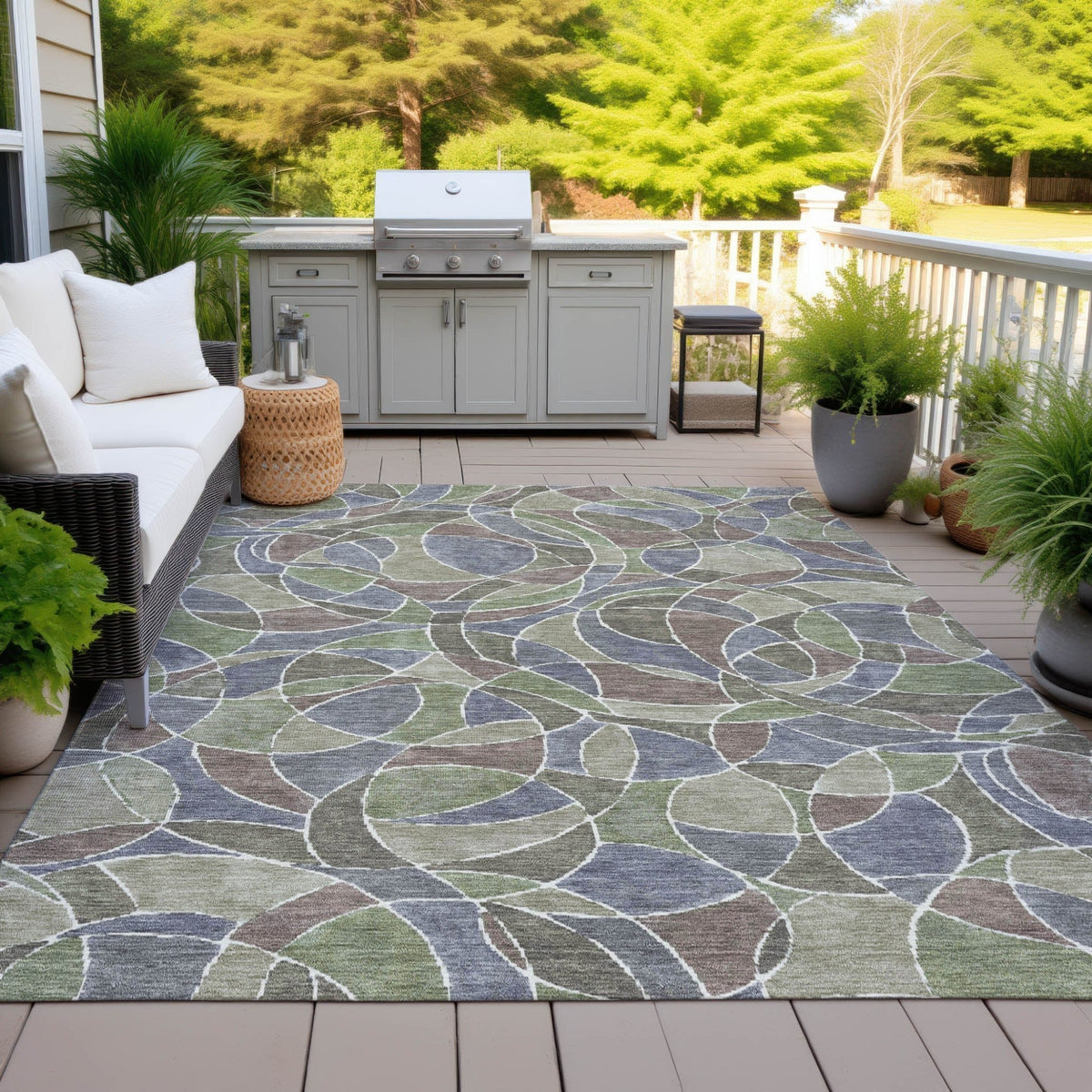 Addison Chantille ACN2208 Geometric Machine Made Transitional Green Rug