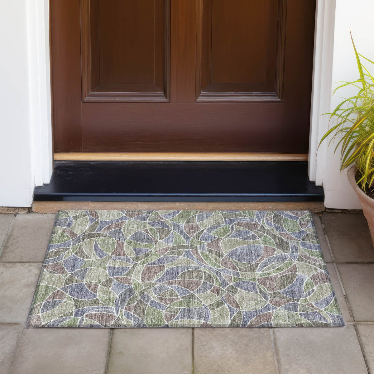 Addison Chantille ACN2208 Geometric Machine Made Transitional Green Rug
