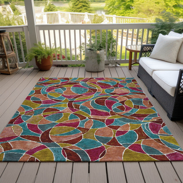 Addison Chantille ACN2208 Geometric Machine Made Transitional Merlot Rug
